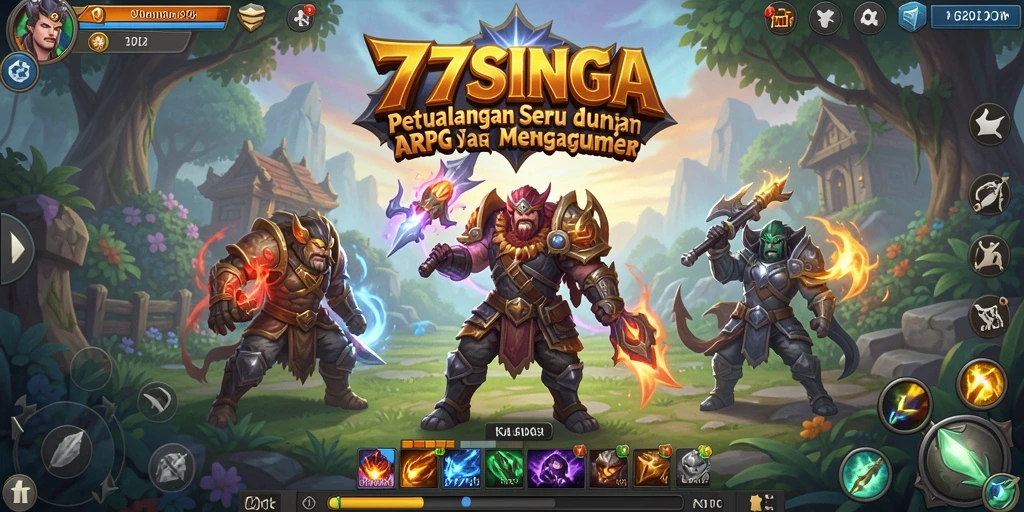 Tampilan gameplay ARPG yang menegangkan dan penuh aksi di 77SINGA.
