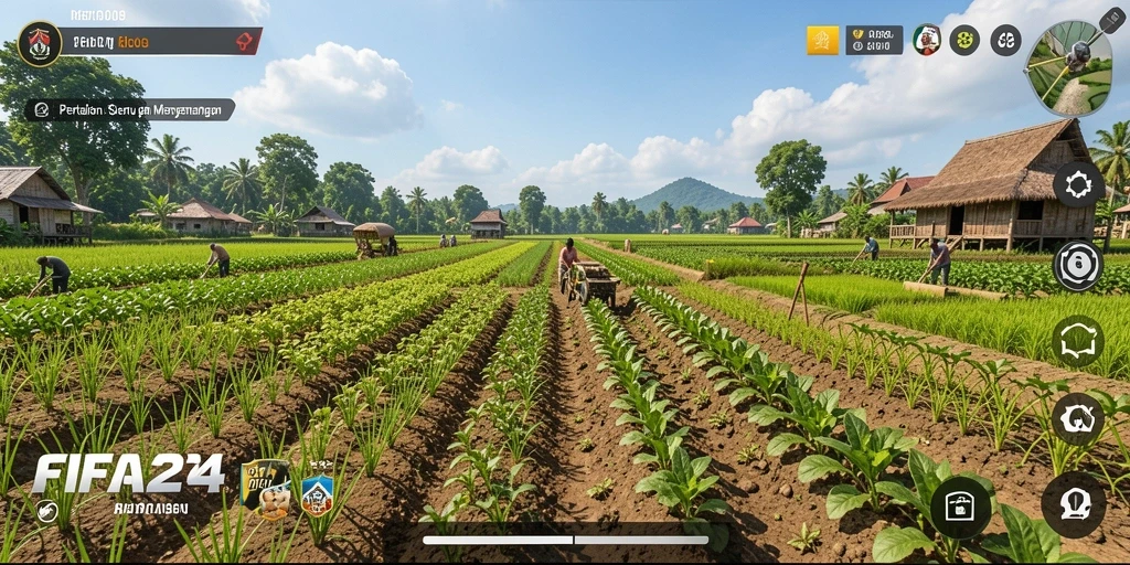 Gameplay FIFA234 menunjukkan petani yang sedang aktif merawat tanamannya.