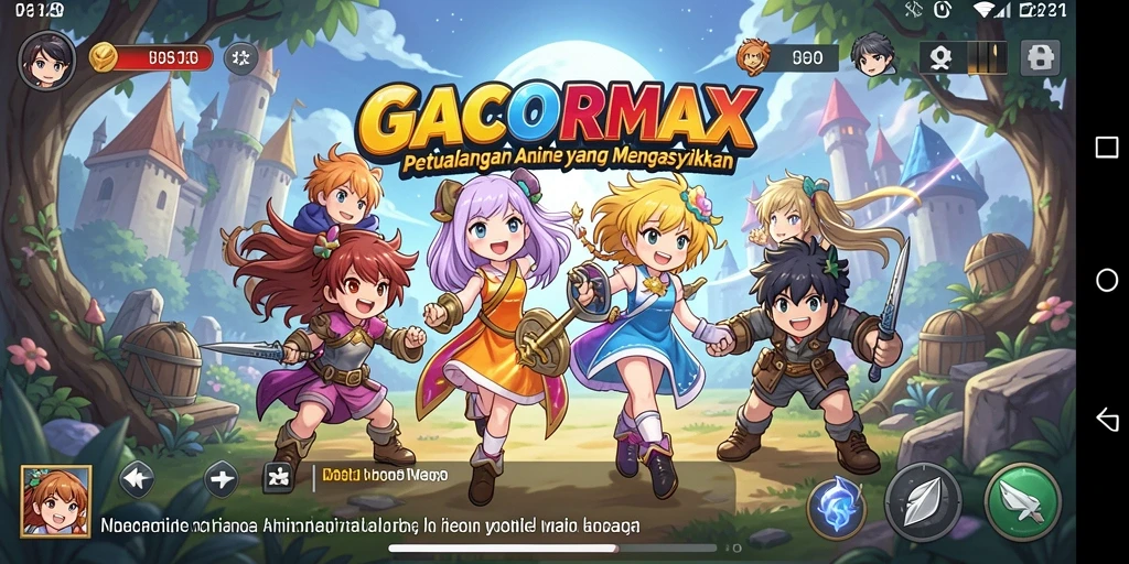 Tampilan gameplay seru dalam GACORMAX yang menampilkan karakter anime.