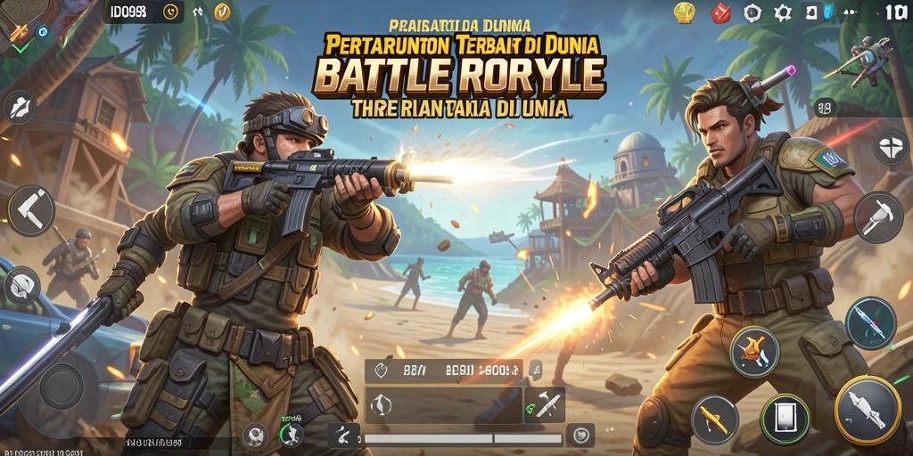 Gambaran aksi mendebarkan dalam gameplay Battle Royale ID098.