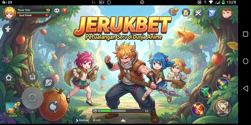 Tampilan gameplay JERUKBET yang penuh warna dan dinamis.