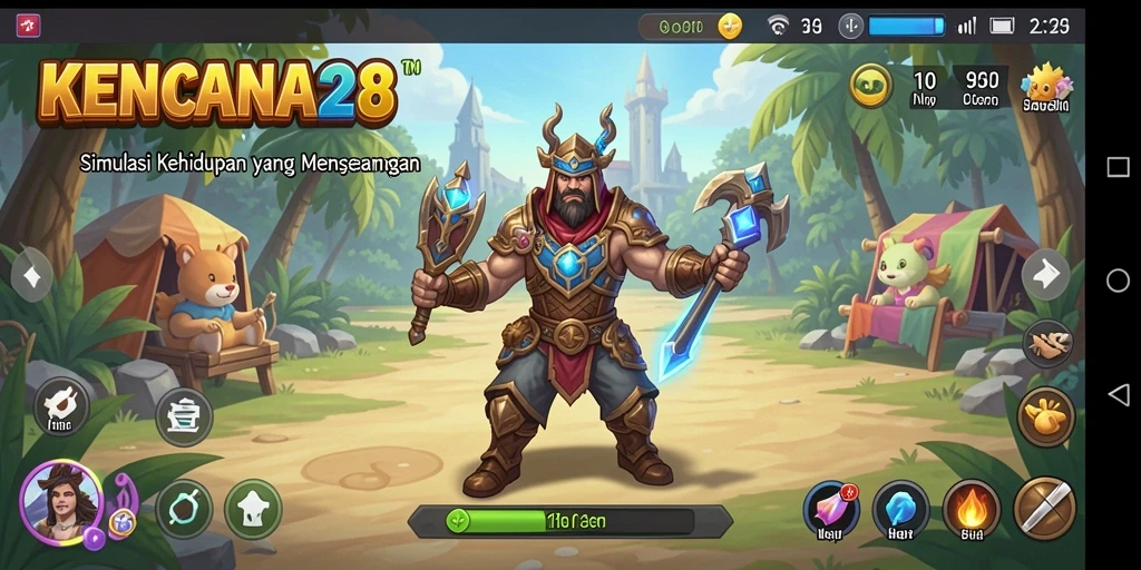 Tampilan gameplay KENCANA28 dengan interaksi karakter yang menarik.