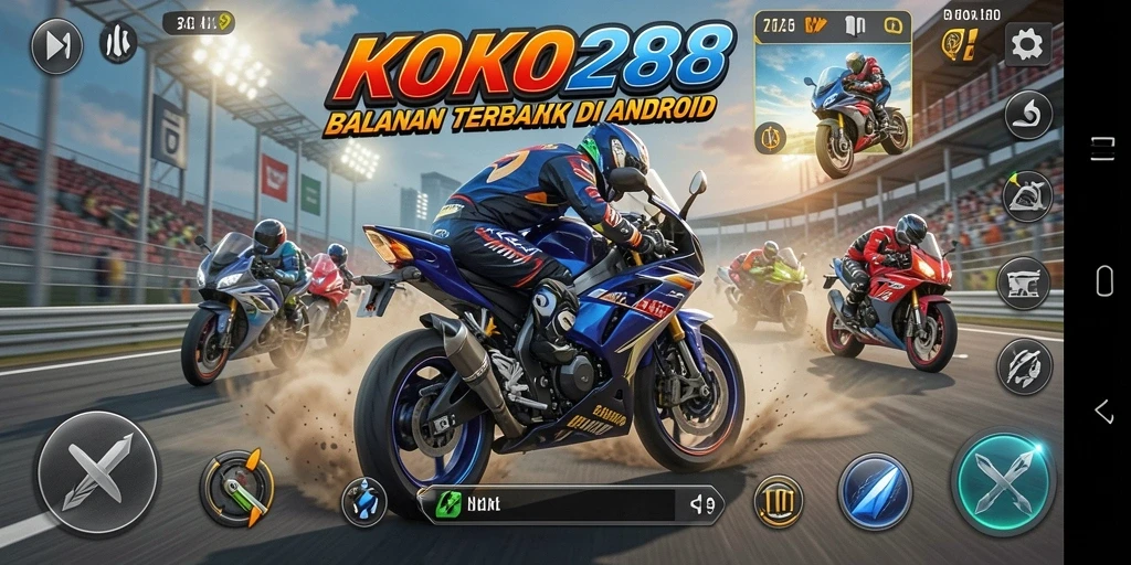 Screenshot gameplay KOKO288 yang menampilkan balapan seru.