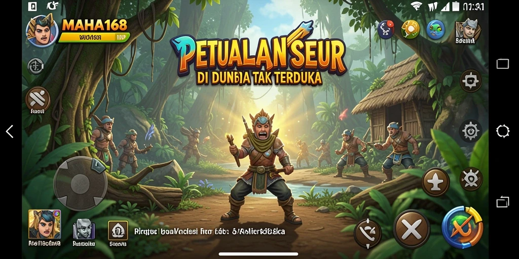 Screenshot gameplay MAHA168 menunjukkan petualangan mendebarkan dan karakter yang unik.