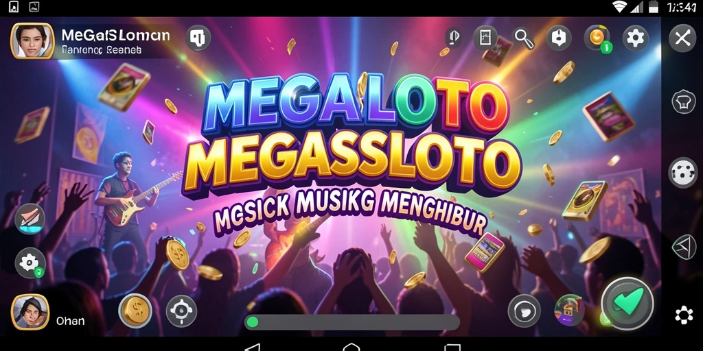 Tampilan menarik dari gameplay MEGASLOTO yang berfokus pada musik.
