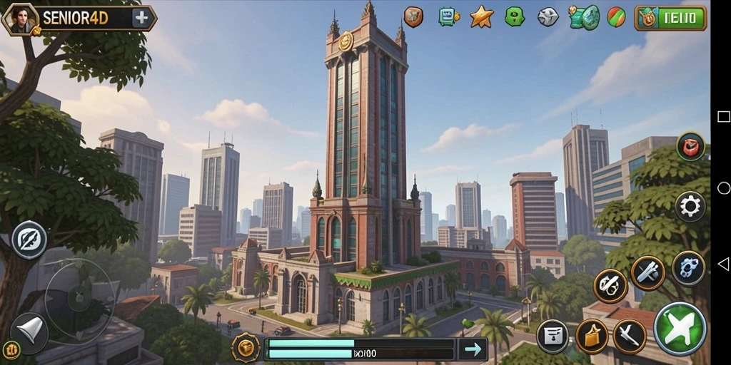 Menampilkan gameplay mengasyikkan dari SENIOR4D Tower Defense.