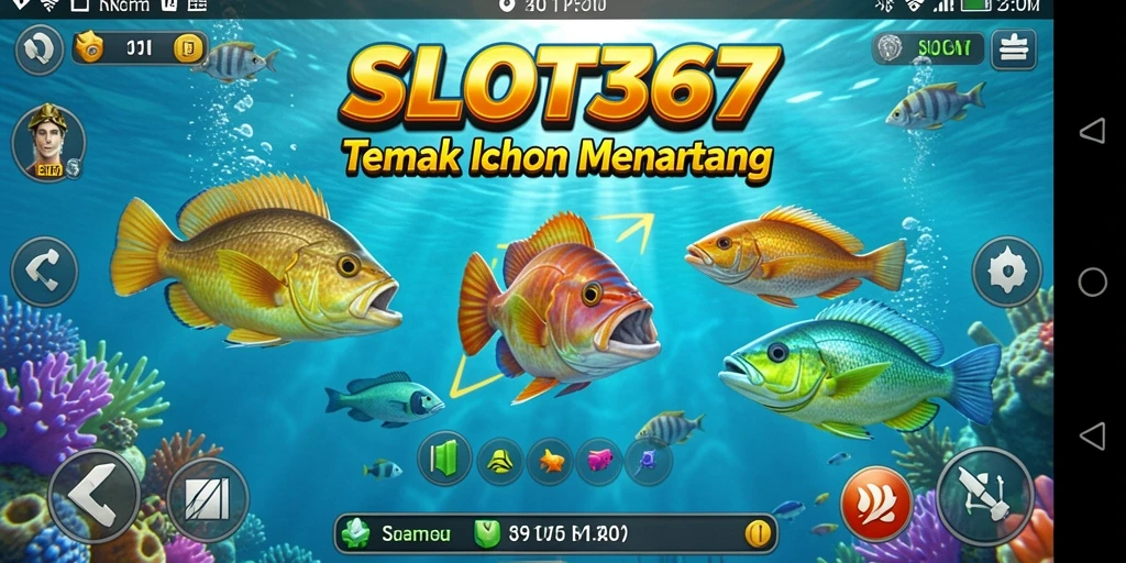 Tampilan gameplay SLOT367 saat menembak ikan di lautan.