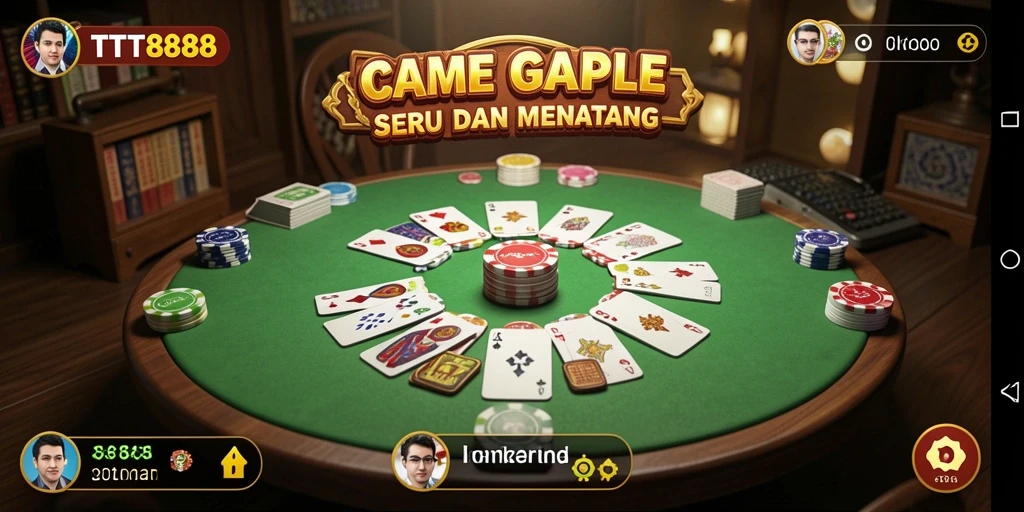 Tampilan gameplay seru TTT888 dengan desain papan Gaple yang menarik.