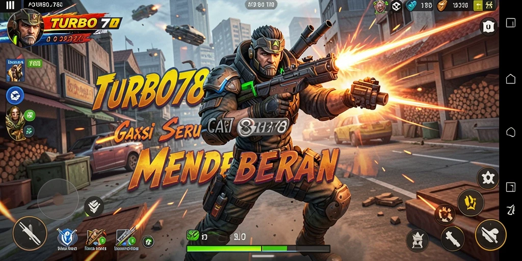 Screenshot gameplay seru TURBO78 menunjukkan aksi mendebarkan dan grafis menarik.