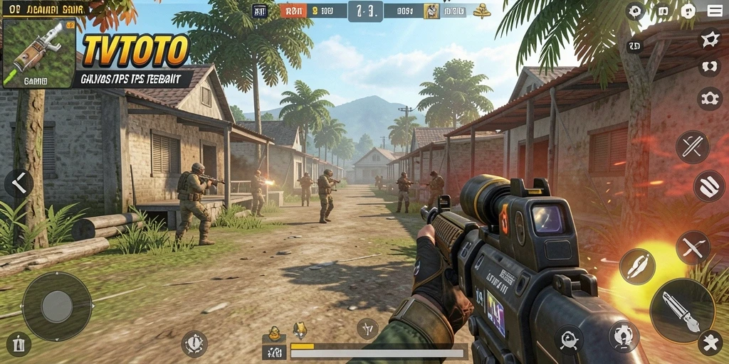 Tampilan gameplay TVTOTO yang seru dan penuh aksi dalam TPS.